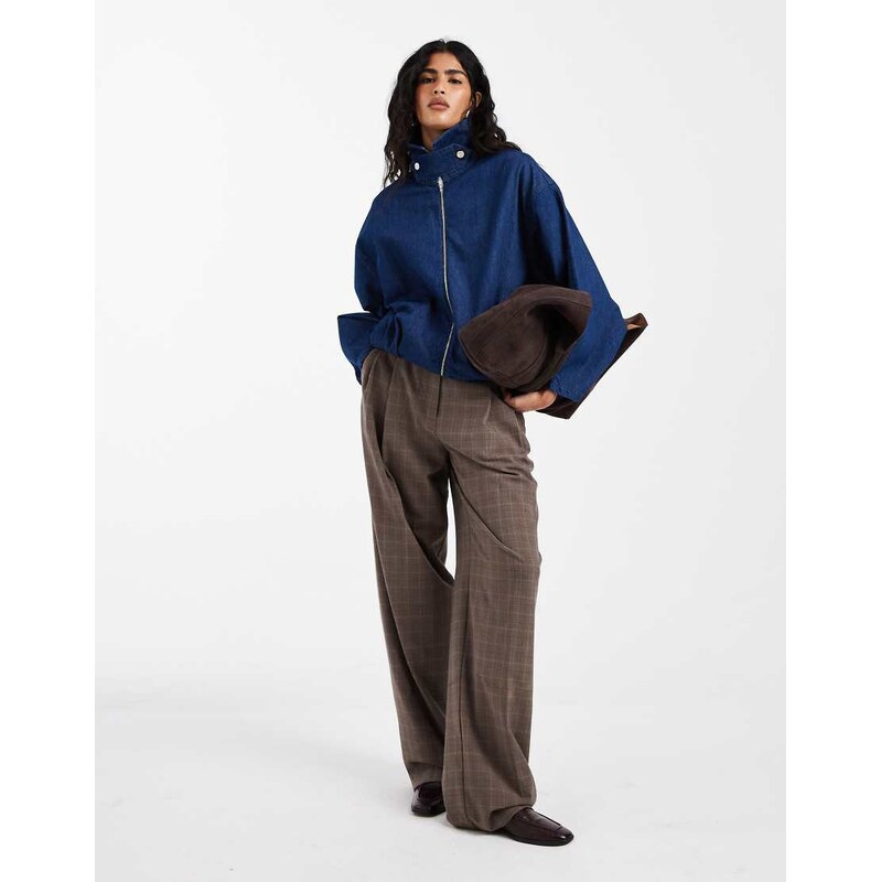 ASOS DESIGN bubble hem funnel neck jacket in indigo-Blue 110312386
