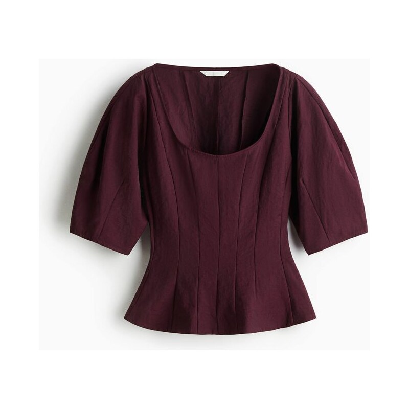 H&M - Halenkas hlubokým kulatým výstřihem - Vínová