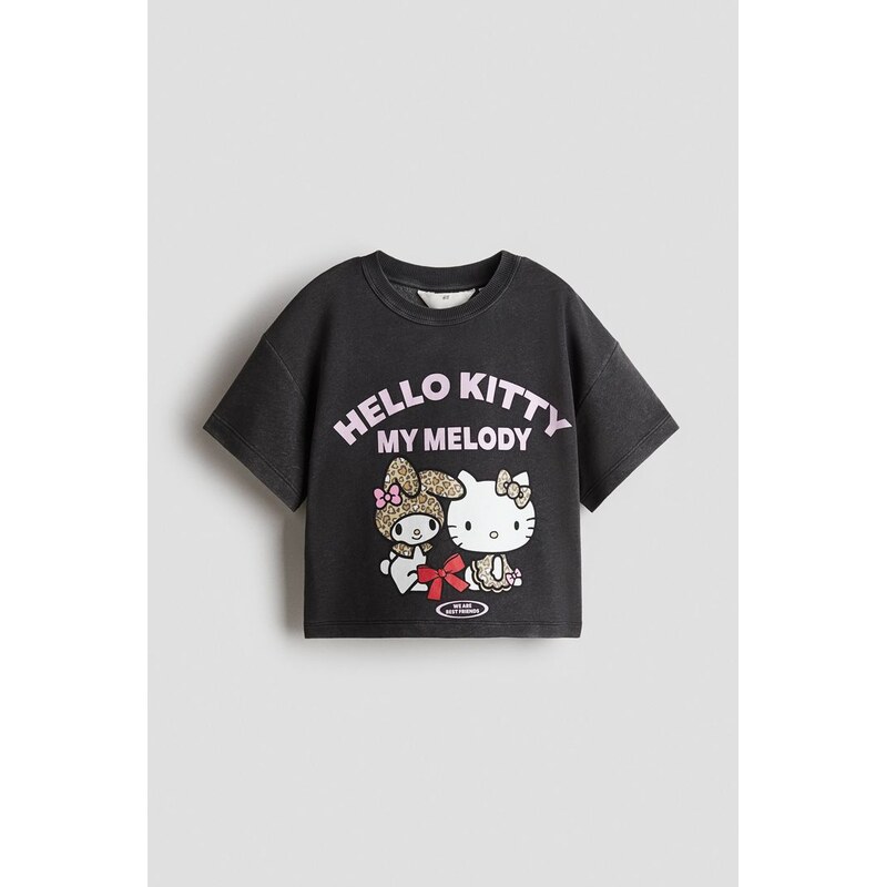 H&M - Tričkos potiskem - Šedá/Hello Kitty