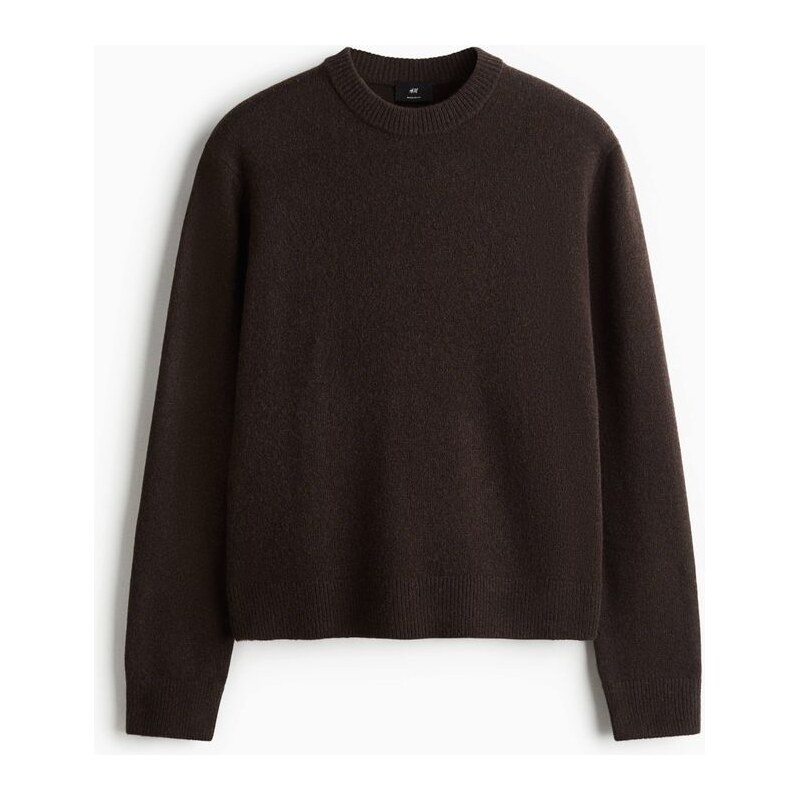 H&M - Vlněný svetr z jemného úpletu Regular Fit - Hnědá