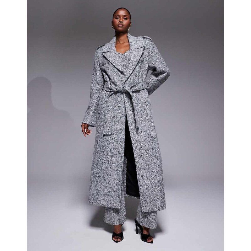 JLUXLABEL Savannah formal belted coat co-ord in grey tweed 110312294