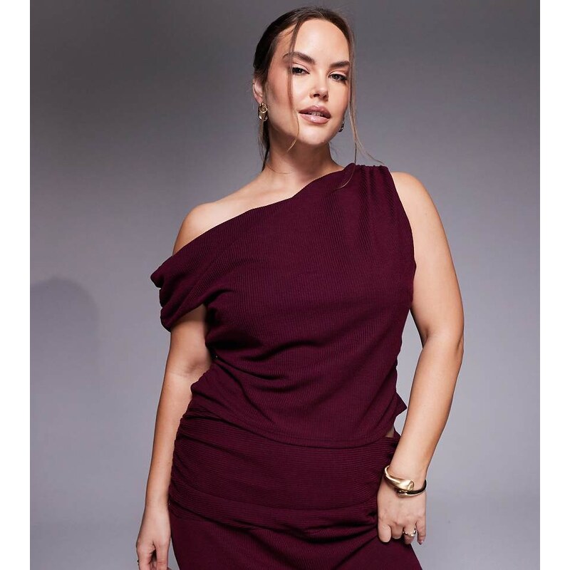 ASOS Curve ASOS DESIGN Curve co-ord asymmetric textured rib top in 110312302
