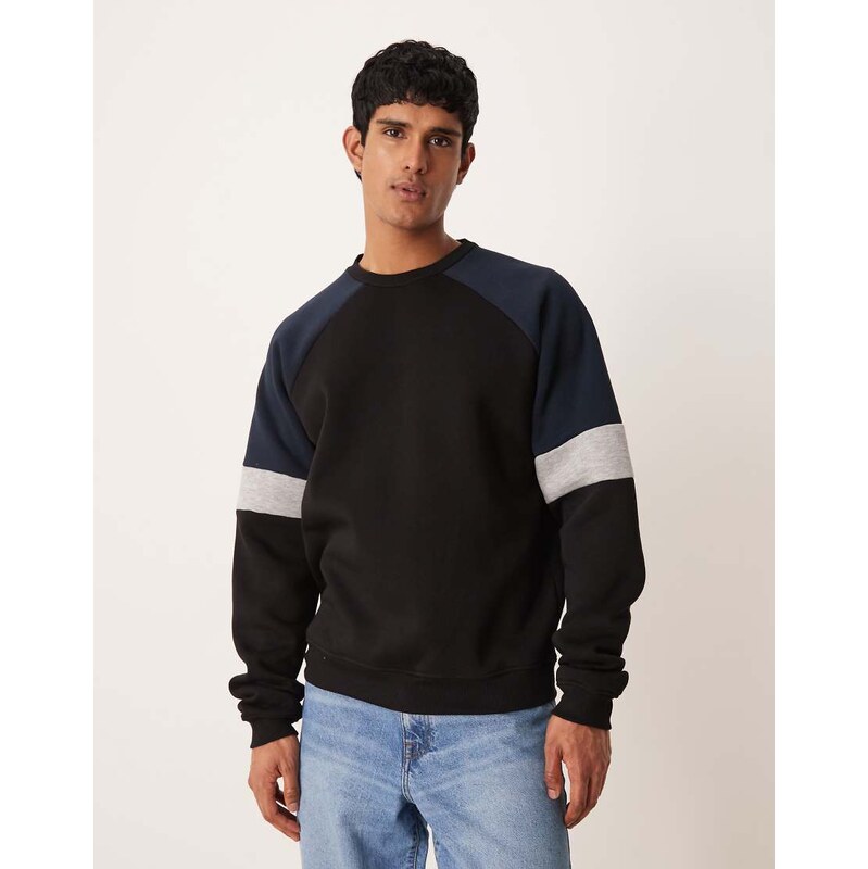 ASOS DESIGN relaxed colour block sweatshirt in black