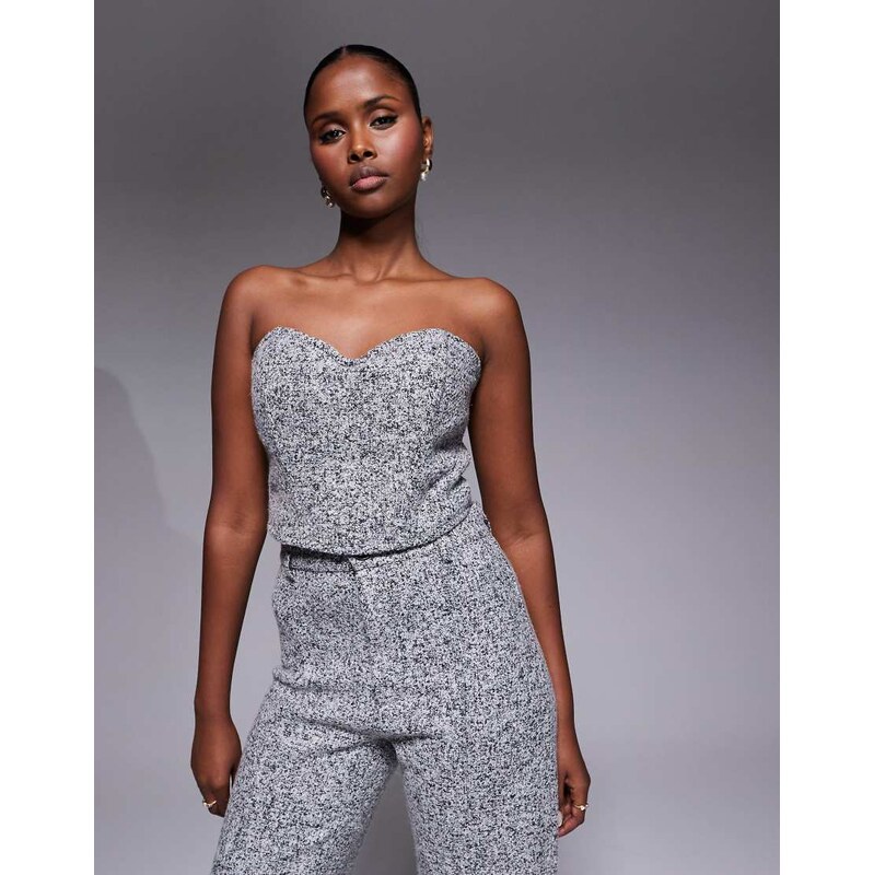 JLUXLABEL All You Need bandeau corset top co-ord in grey tweed 110312492