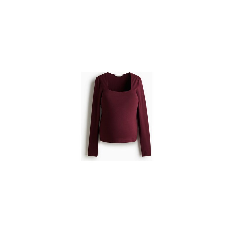 H&M - MAMA Tops hranatým výstřihem - Vínová