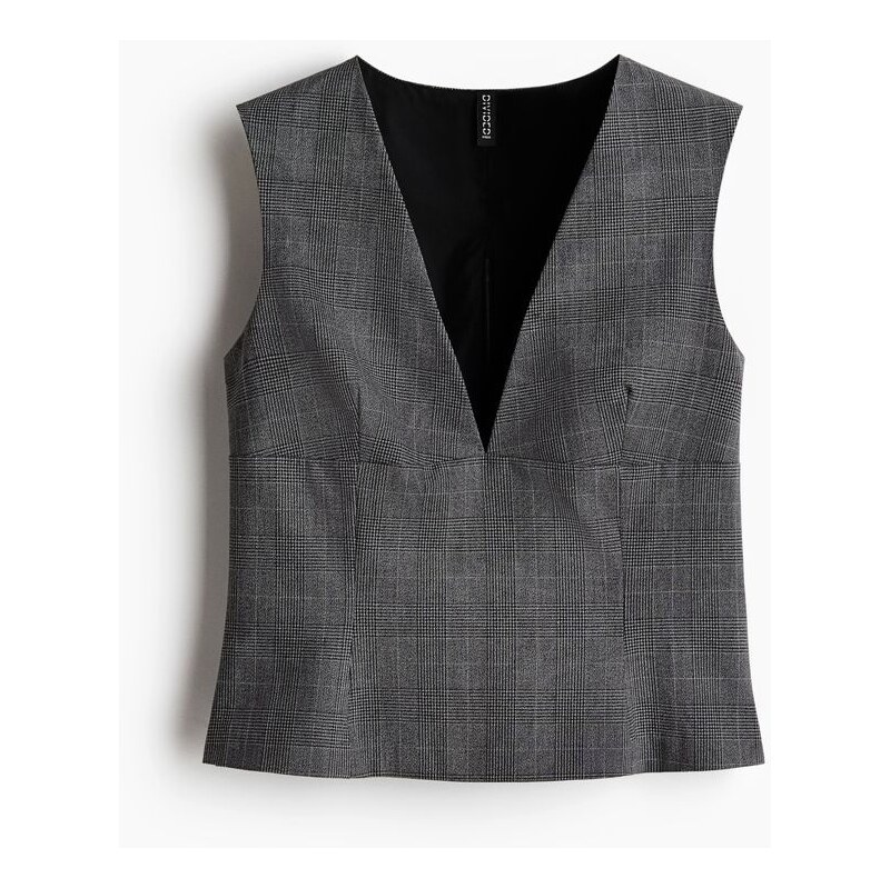 H&M - Top bez rukávů - Tmavě Šedá/Kostka