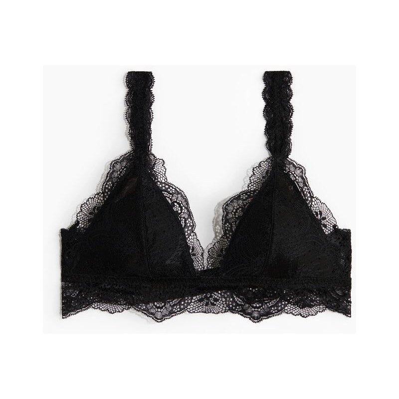 H&M - Měkká vyztužená krajková podprsenka - černá 109457987