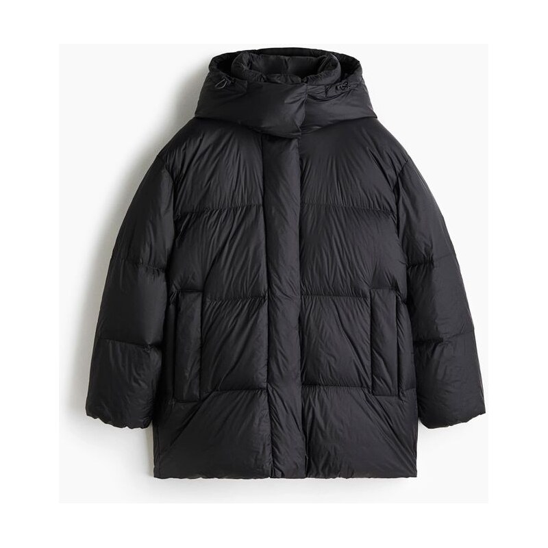 H&M - Vatovaná bundas kapucí - Černá