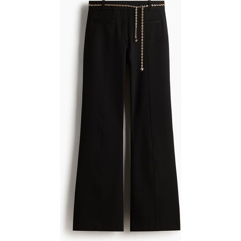H&M - Kalhoty Flareds řetízkovým páskem - Černá