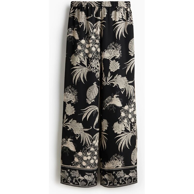 H&M - Natahovací kalhotys potiskem - Černá/Vzor