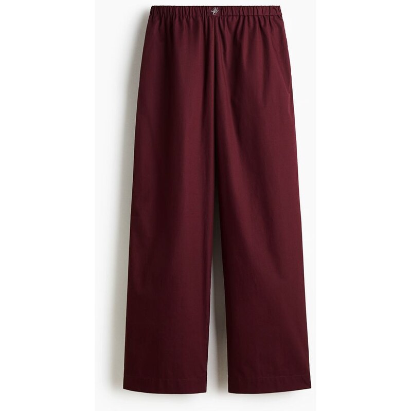 H&M - Kalhoty z bavlněného popelínu - Vínová