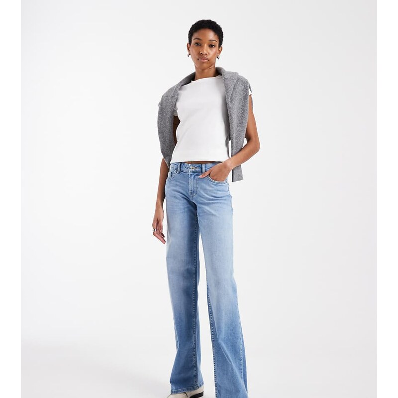 ONLY Tall Judy low rise wide leg jeans in light blue denim
