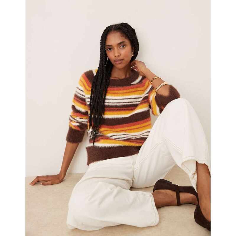Glamorous oversized baggy fit knit jumper in brown and orange