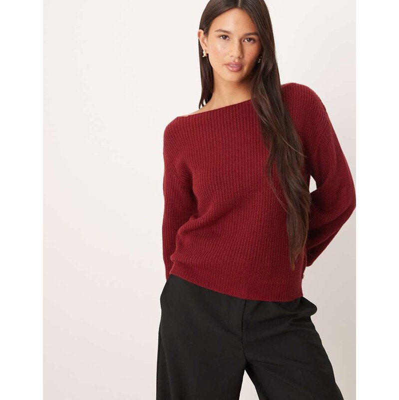 Threadbare knitted boat neck jumper with baloon sleeve in
