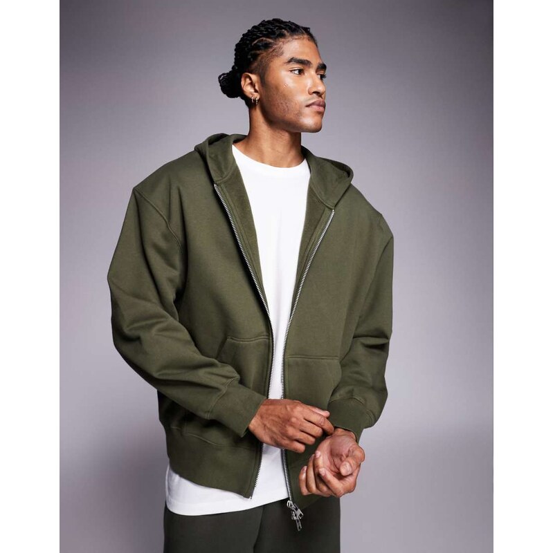 ASOS DESIGN premium heavyweight oversized zip through hoodie 400