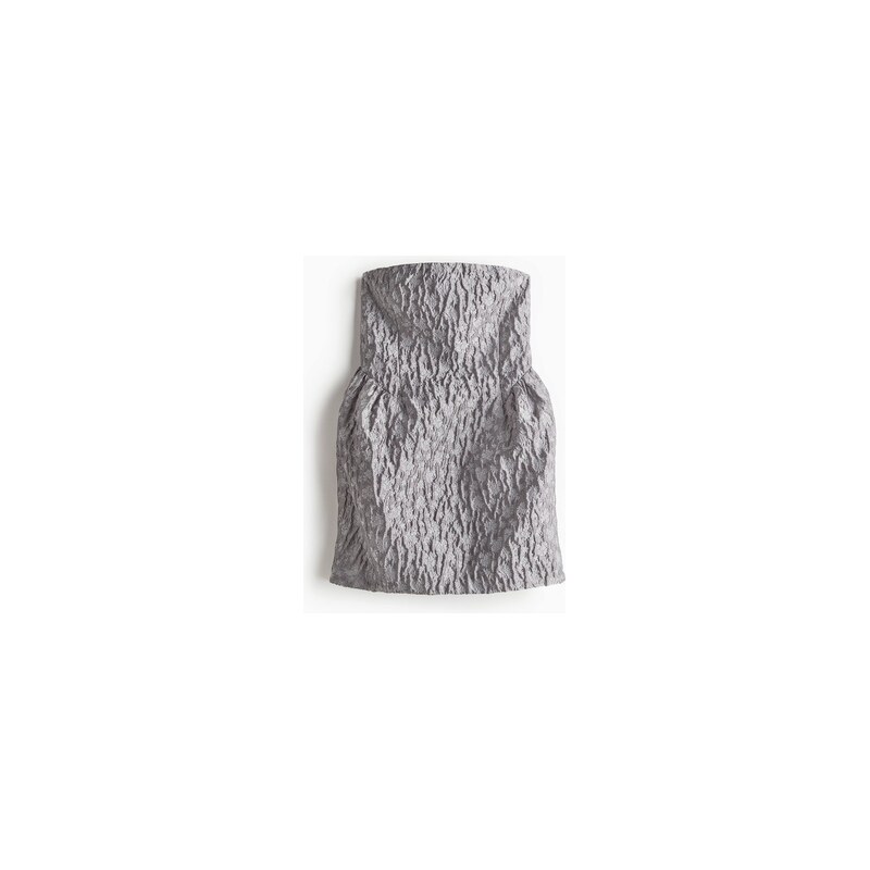 H&M - Šaty bandeau z žakárové tkaniny - Šedá