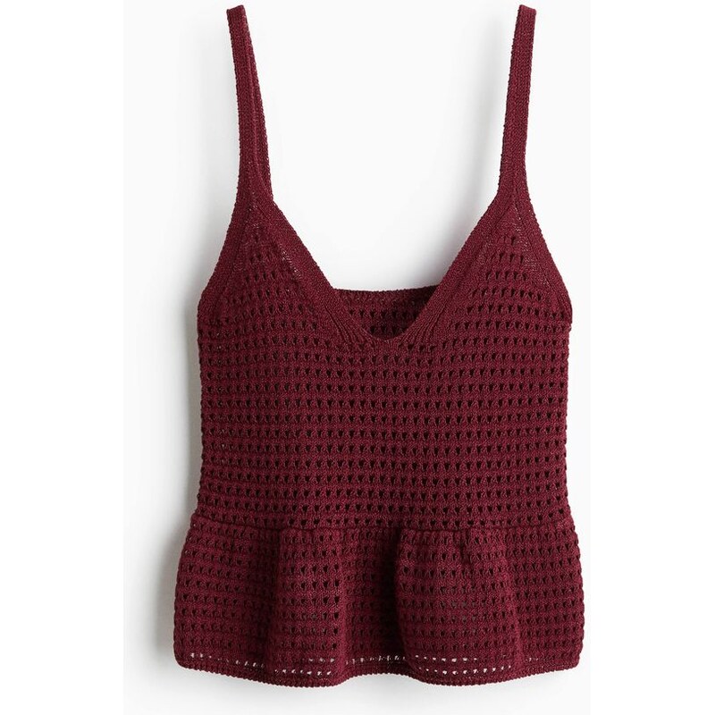 H&M - Top na ramínkas efektem háčkování - Vínová