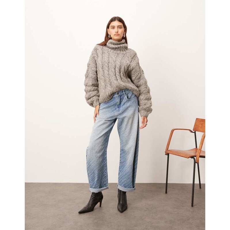 ARRANGE Tova textured jean in mid wash blue