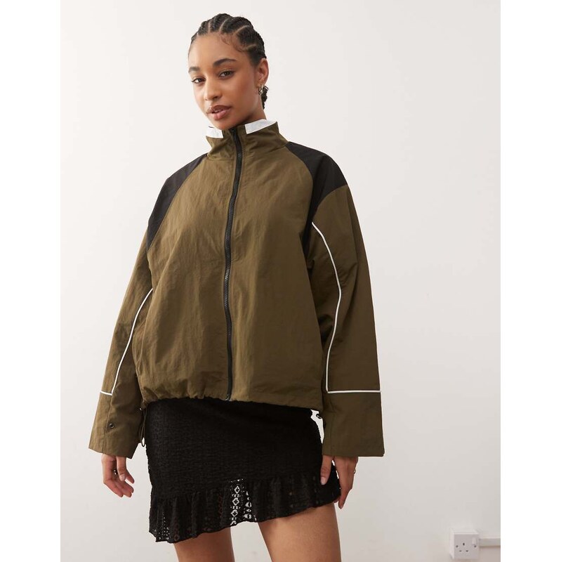 Lioness Shoreline contrast piping collar detail oversized windbreaker 110579114