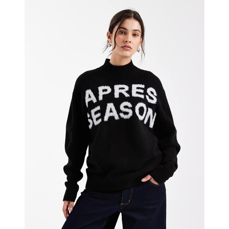 ASOS DESIGN tinsel high neck jumper in black 110323078