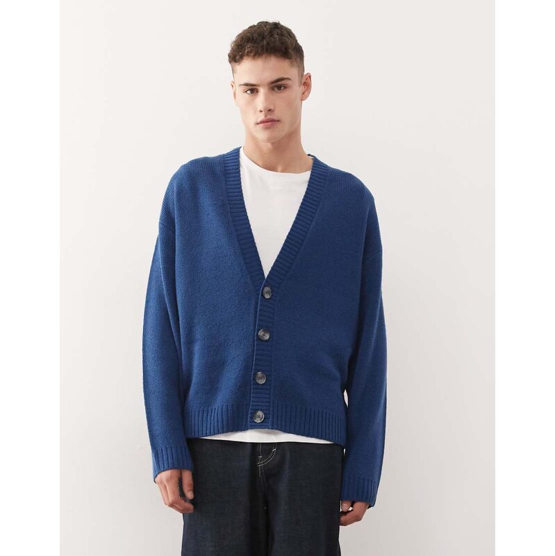 COLLUSION Knitted cardigan in navy blue