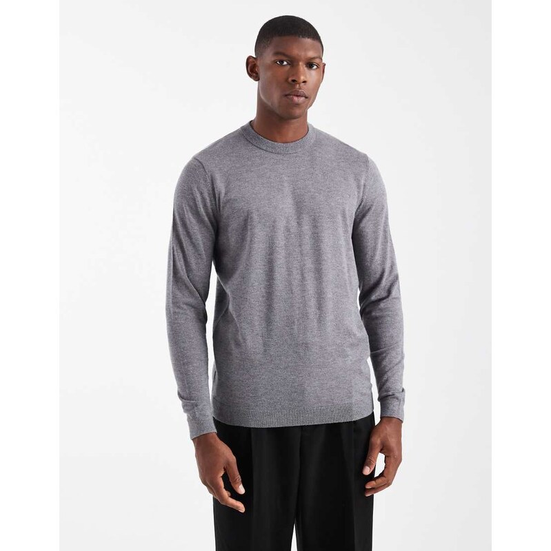 ASOS DESIGN knitted crew neck jumper in grey