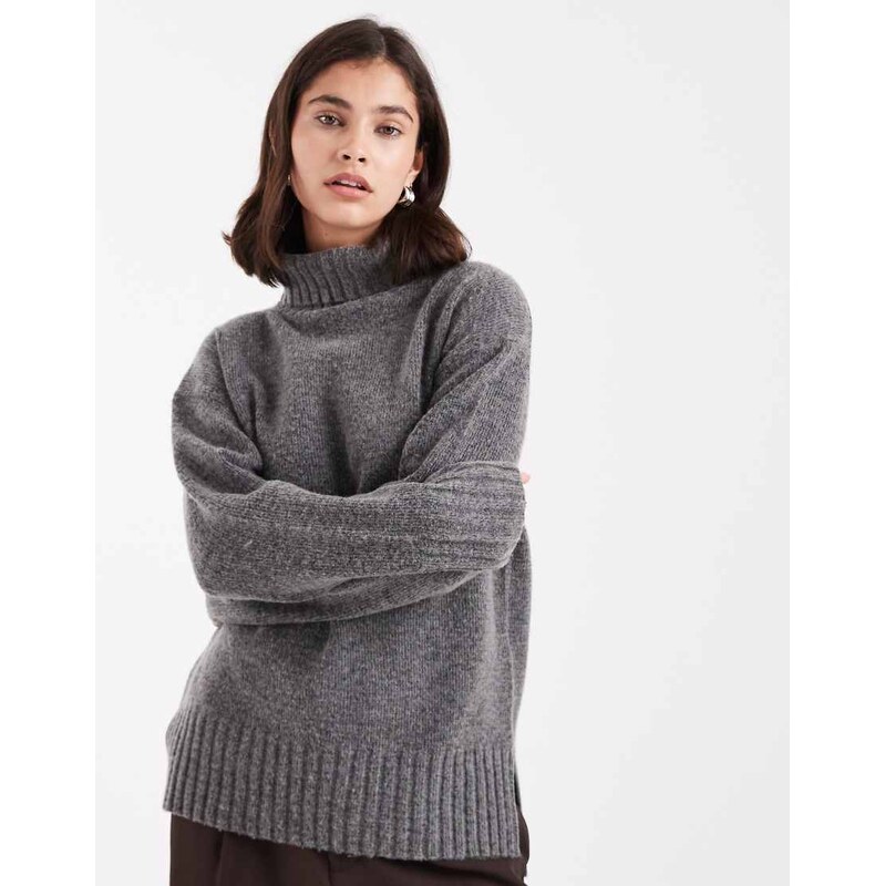 Threadbare chunky knit roll neck jumper in grey