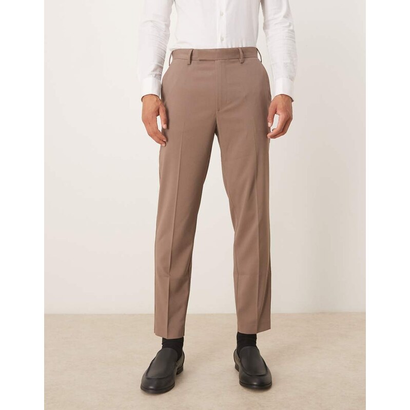 ASOS DESIGN smart tapered trouser in brown