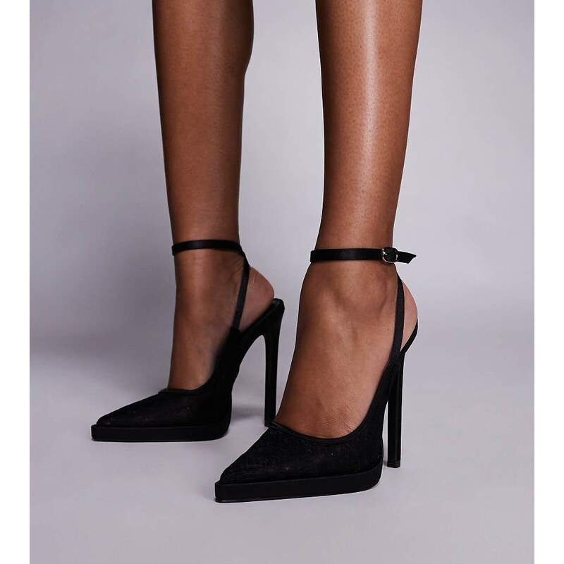 Simmi Wide Fit Simmi London Wide Fit Landen heeled tie leg shoes in 115515348