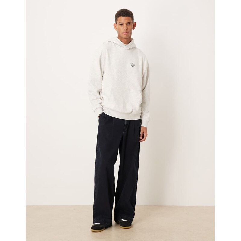 ASOS DESIGN hoodie with text print in white marl
