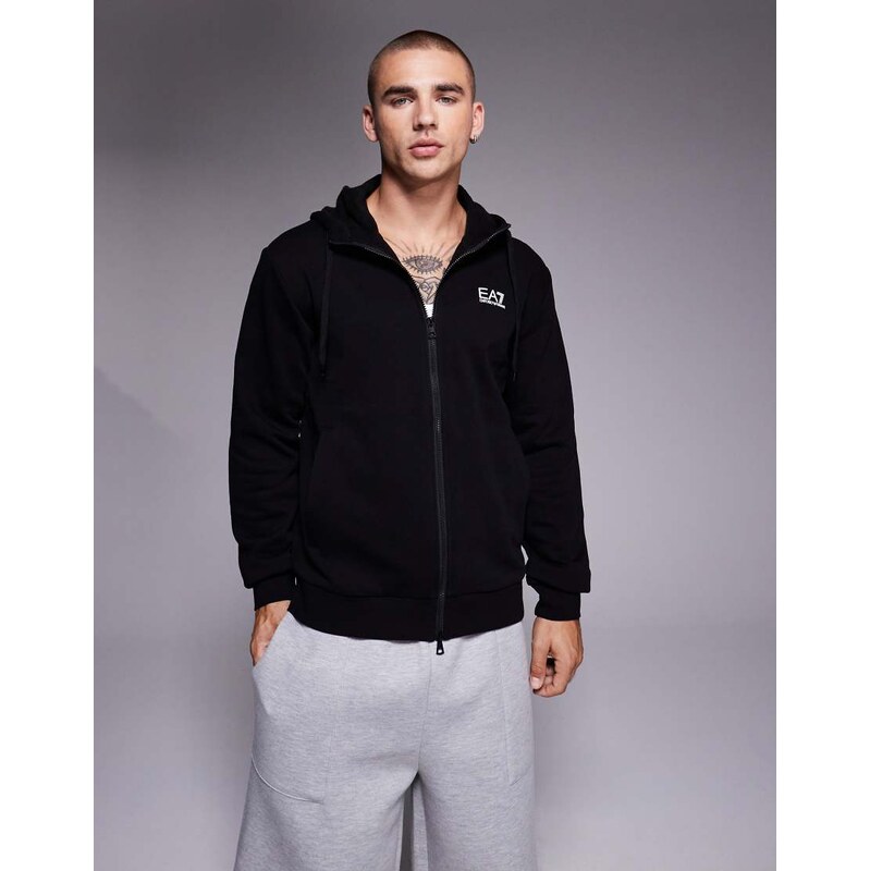 Armani EA7 train core logo zip hoodie in black