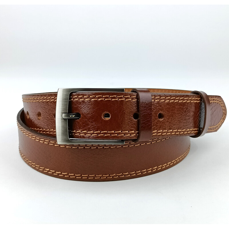 Pánský opasek Jeans Pennybelts hnědý - šířka 38 mm Opasek Jeans
