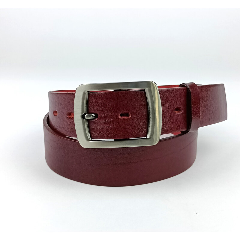 Dámský opasek Jeans Pennybelts vínový - šířka 38 mm Opasek Jeans