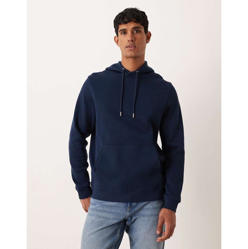 ASOS DESIGN ribbed hoodie in navy