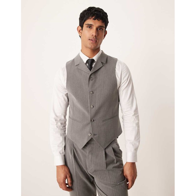 ASOS DESIGN pinstripe slim waistcoat in charcoal-Grey