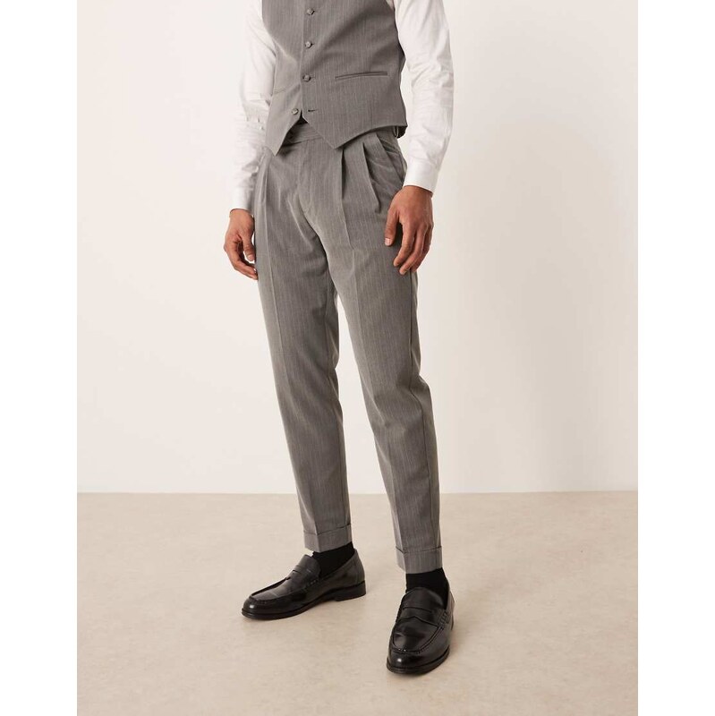 ASOS DESIGN pinstripe tapered suit trouser in charcoal-Grey