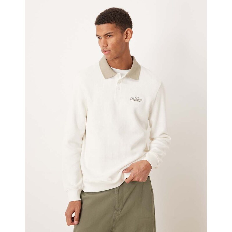 ASOS DESIGN polo sweatshirt with contrast collar and chest
