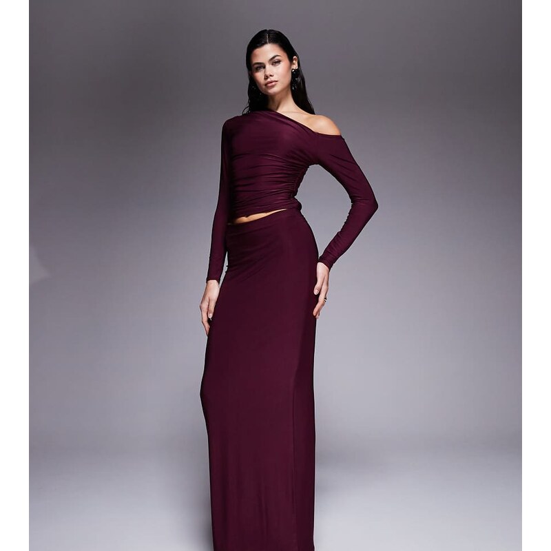 Kaiia exclusive double layered slinky column maxi skirt co-ord