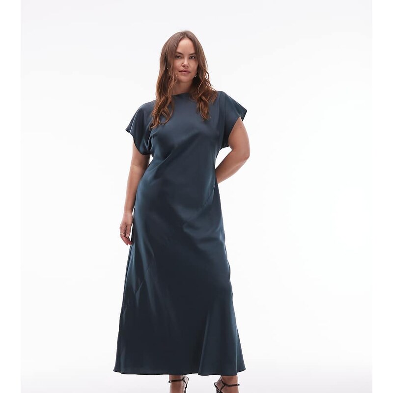 ASOS Curve ASOS DESIGN Curve cap sleeve seam detail satin slip maxi 110354915