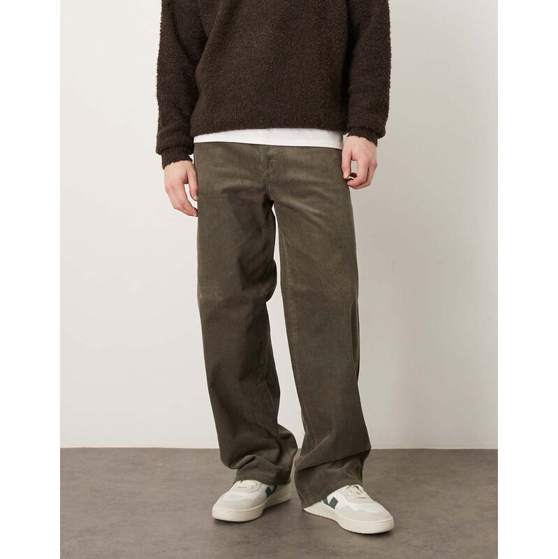ARKET cord straight leg trousers in mole brown