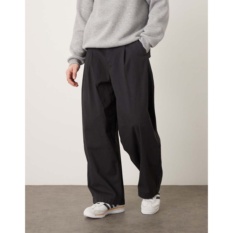 ASOS DESIGN oversized baggy trousers in black with pleats