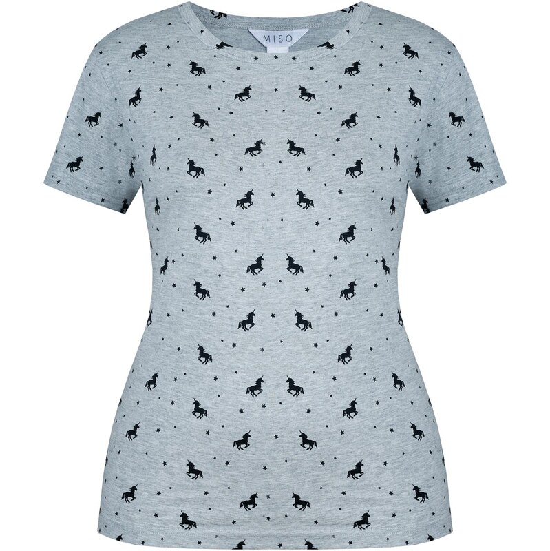 Tričko Miso Grey Printed T Shirt 934837 110355634