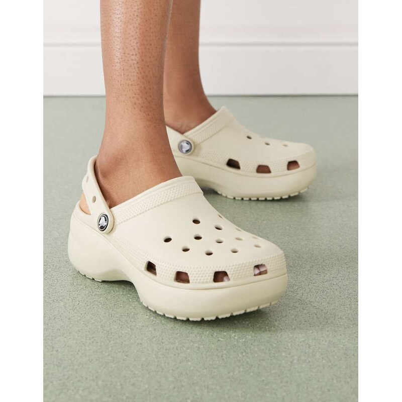 Crocs Classic Platform Clogs in bone-White