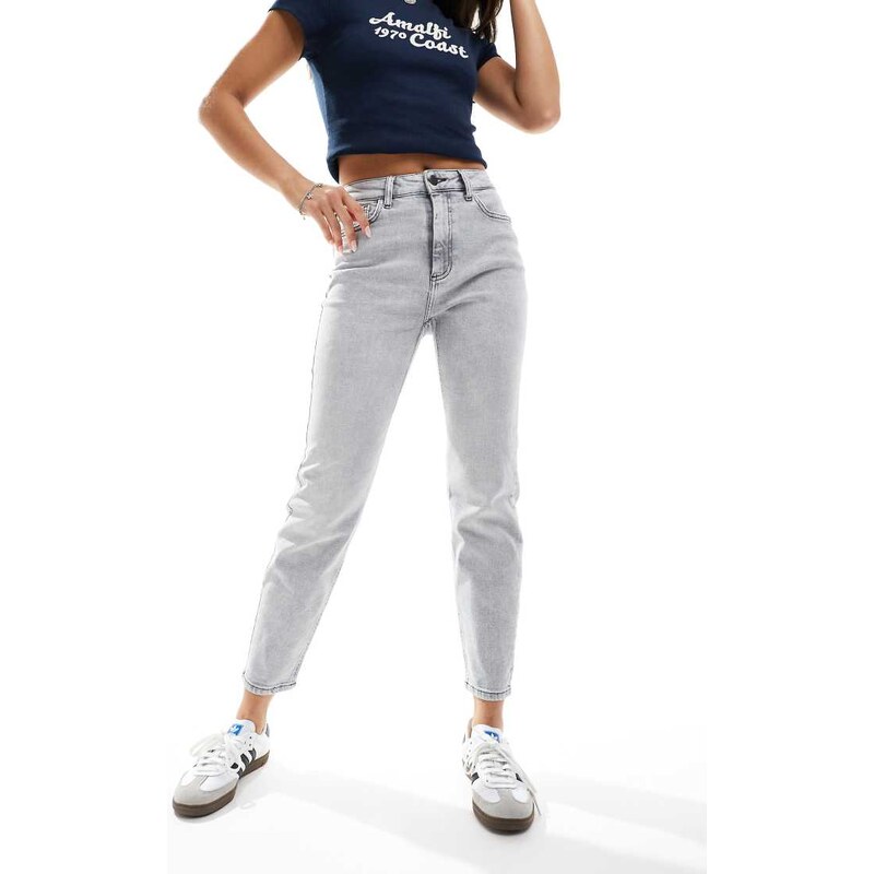 Noisy May Moni high rise slim straight leg jeans in light washed grey 100096133