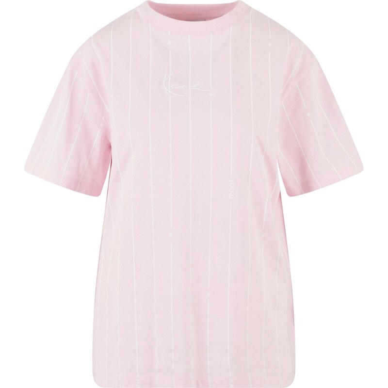 Karl Kani Tričko Signature Pinstripe Os pastelově růžová / bílá