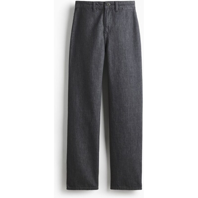 H&M - Straight High Jeans - Šedý Denim