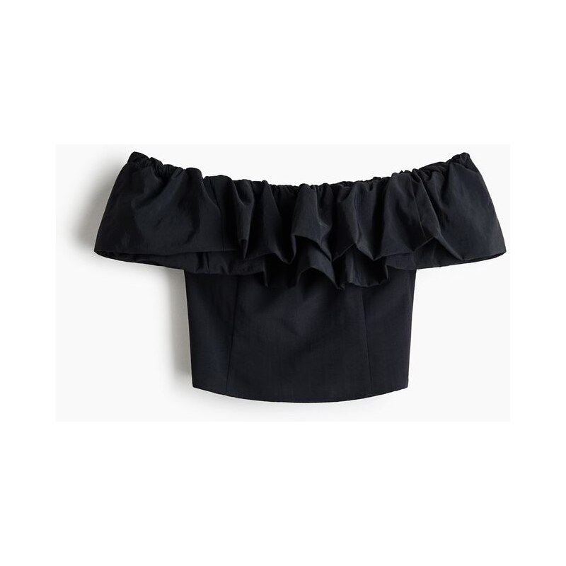 H&M - Tops volánkovým lemem odhalující ramena - Černá