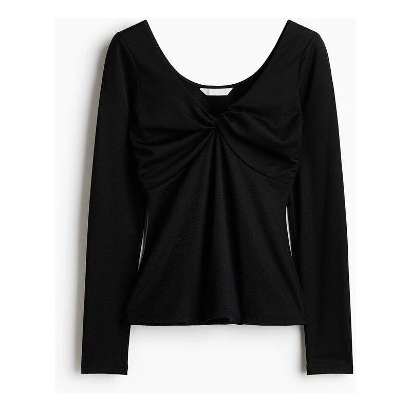 H&M - Třpytivý top se stočeným detailem - Černá