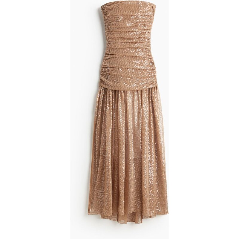 H&M - Flitrové večerní šaty - Béžová