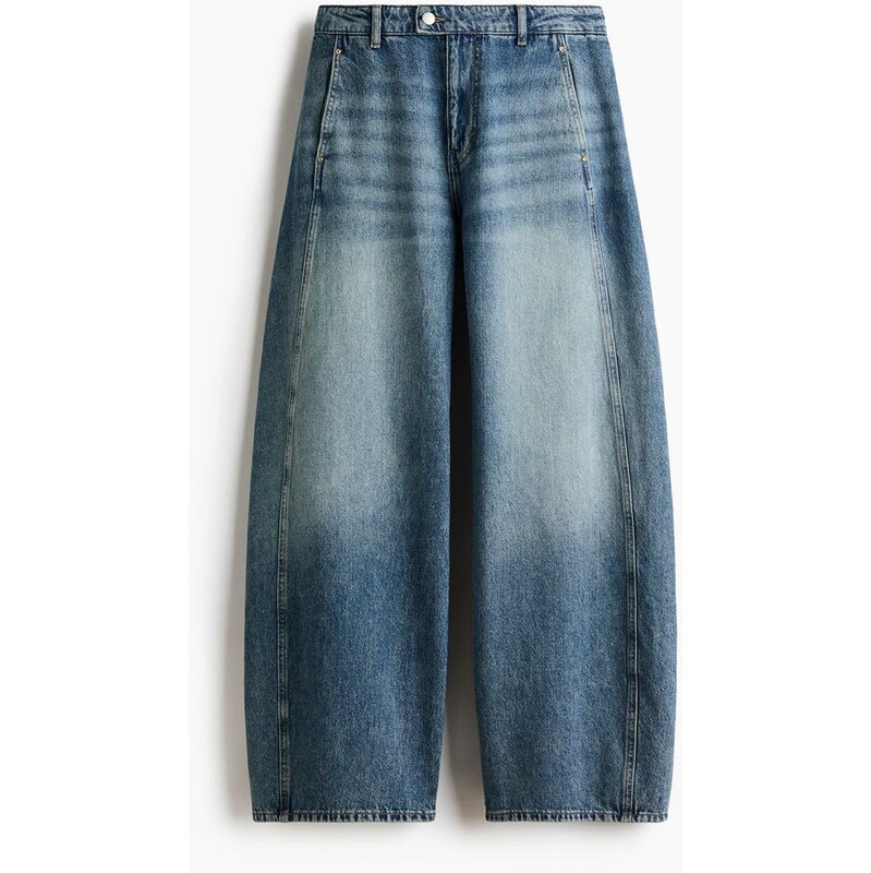 H&M - Barrel High Jeans - Sepraný Denim Blue